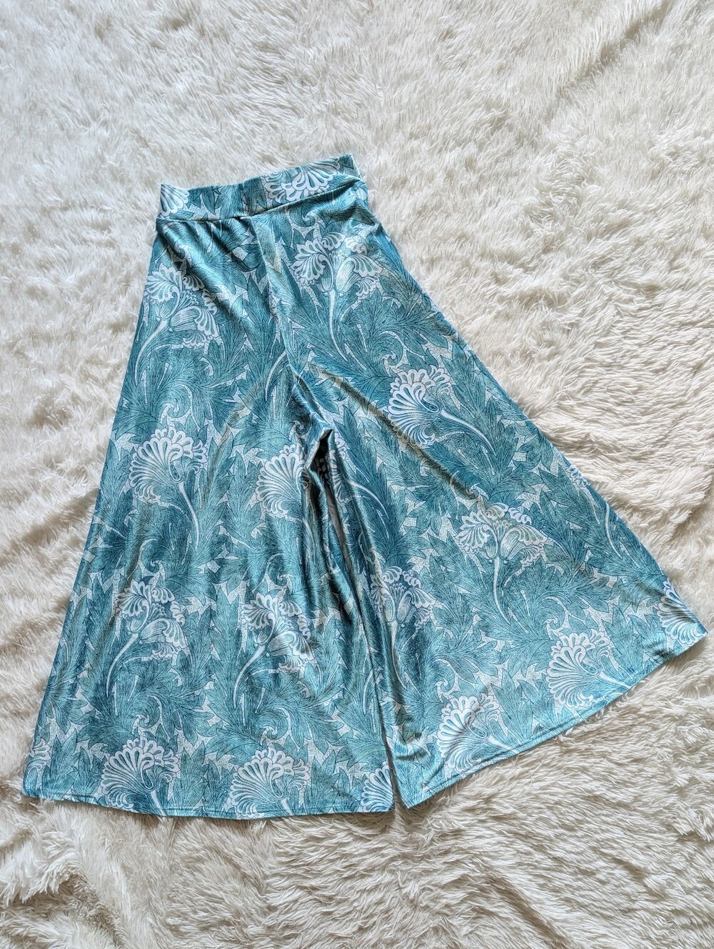 Blackmilk Tulips Aqua Velvet Floral Wide Culotte Original Sample Pants XS - Picture 8 of 15